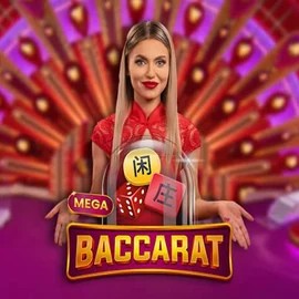 Mega Baccarat slot logo by Pragmatic Play at Planetwin 365